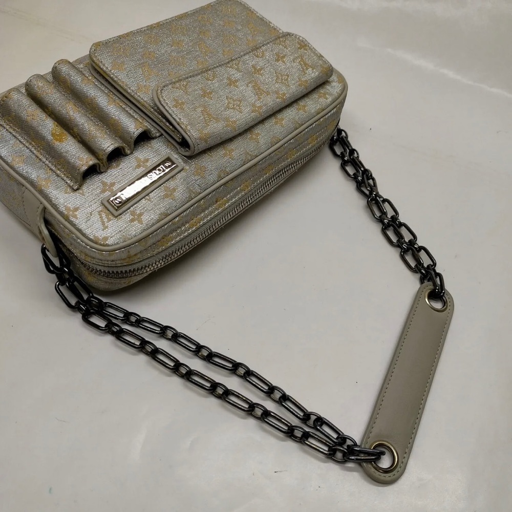 Authentic Louis Vuitton Mini Lin Silver Gold Monogram Bag, Dust Bag Incl. - Picture 5 of 13